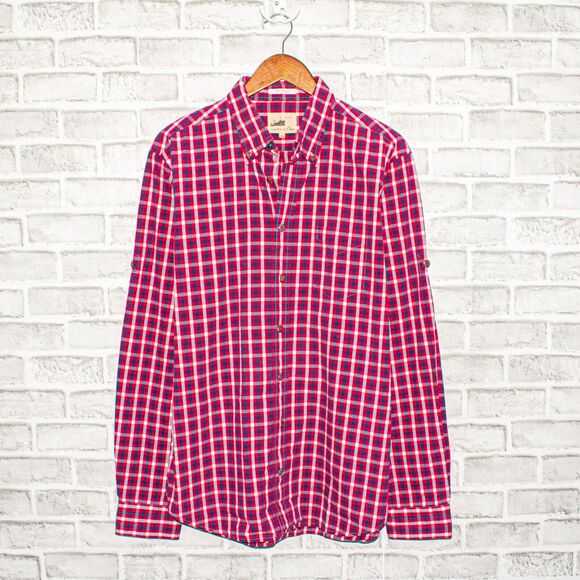 GANT Rugger Hugger Button Down Shirt Red Check Cotton Men's XL - Picture 1 of 8